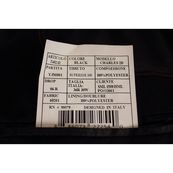 Bolzano Men's Black 2 Piece Suit TUX 2 Btn 36R Pleated Fronts 30" Waist - Picture 11 of 12